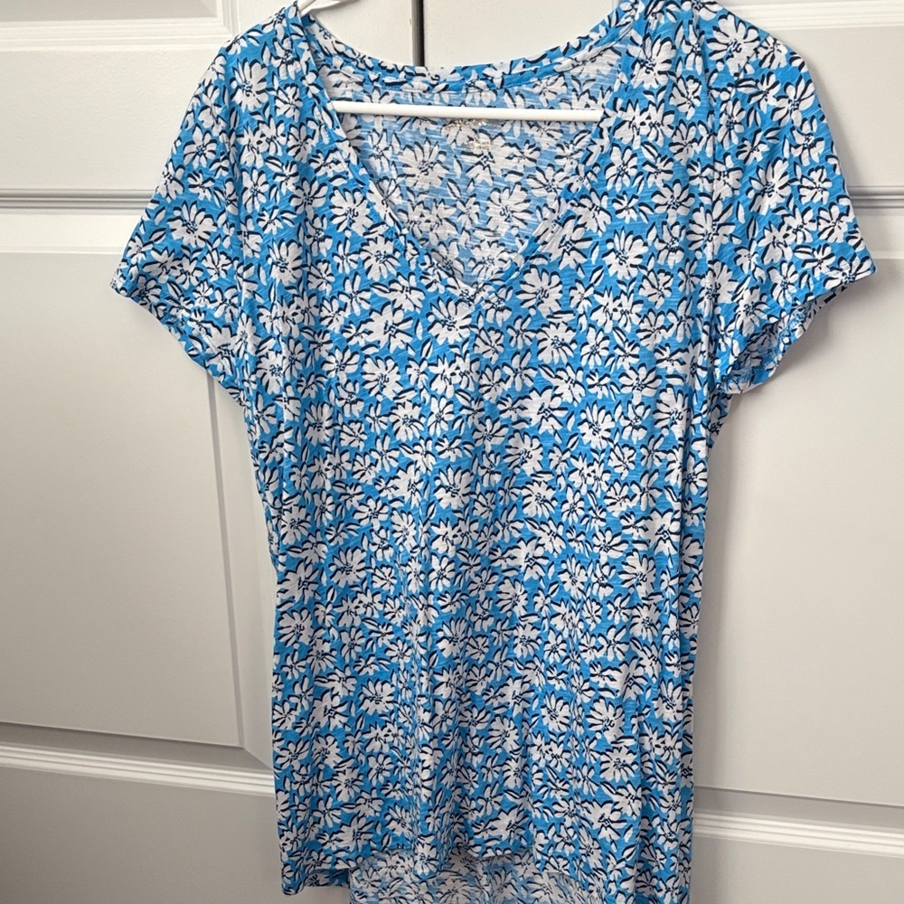 Lilly Pulitzer Floral Blue and White Women's Top